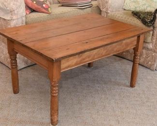 Vintage Primitive Rustic Wood Coffee / Cocktail Table Table
