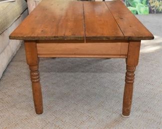 Vintage Primitive Rustic Wood Coffee / Cocktail Table Table