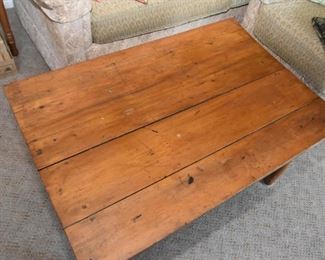 Vintage Primitive Rustic Wood Coffee / Cocktail Table Table