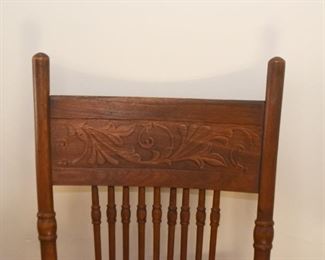 Antique Oak Side Chair with Cane Seat