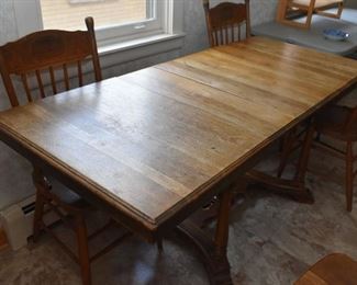 Vintage Oak Dining Table with Extension Leaves