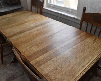 Vintage Oak Dining Table with Extension Leaves