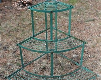 Green Metal Corner Plant Stand