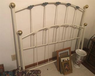 Antique iron and brass bed.