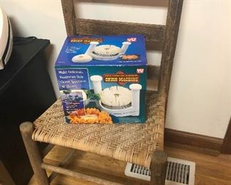 antique chair boasting curious item from the future 