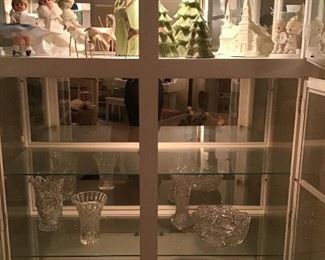 Beautiful glass curio cabinet! Collection of cut glass!