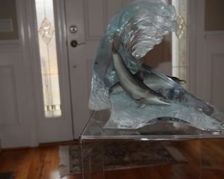 Wyland "Surf Riders" 2005 Limited Edition Lucite 362/1500. 11" X 9" X 13"