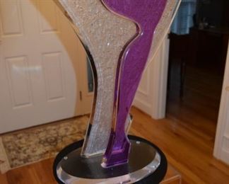 "Angel Of Love" By Alfred Gockel 2011, 26" X 21" Sculpture In Purple and Clear Crackle Acrylic.