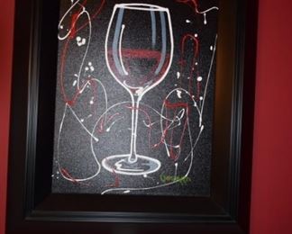 "Red Wine On Black" By Michael Godard 2015 24" X 18 1/4" Acrylic Paint On Canvas Original. Hand Signed in Pigment Lower Right.