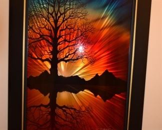 "Tree" By Chris DeRubeis 2017 36" X 24" Mixed Media On Aluminum Air Brush Paint and Hand Ground Surfaces Original Hand Signed in Pigment Lower Right.