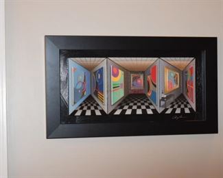 "Geometric - Art In Motion Series" 2010 12" X 24" Three D Construction Consisting of Giclee On Canvas Hand Assembled On Card Stock Elements Mounted On Three D Board Structure. Signed and Numbered.