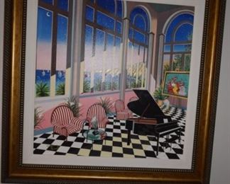 "Interior With Max" By Fanch (francois Ledan) 2004 30 1/2" X 29 1/2" Giclee On Canvas with Hand Embellishment Signed in Pigment Lower Left.
