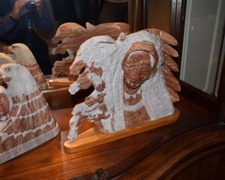 Alabaster Native American Sculpture By Wilson