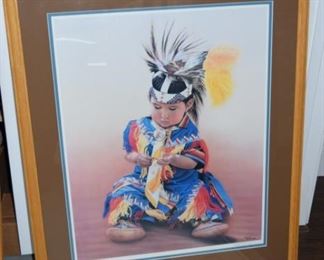 Little Dreamer II Indian Boy Print 26" X 21" 472/950 Signed and Numbered By Miles Bendixon