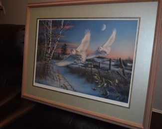 "Crescendo" By James Meger 1174/1500. 39" X 29" Snowy Owls