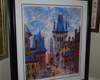 "Street Of Old Prague" By Anatole Krasnyansky 2007 29" X 24" Seriolithograph In Color On Wove Paper