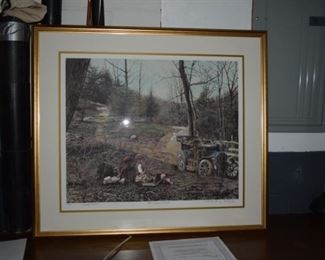 "The Open Road" By Richard Doyle Embossed Lithograph Twig Painting Hand Colored. 33" X 37" 357/495