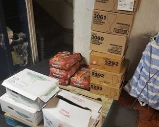 Contents on pallet - irish coffee glasses, bbq briquets