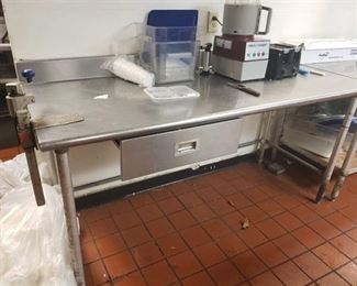 Stainless table with drawer and can opener