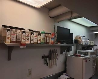 (2) stainless shelves with spices