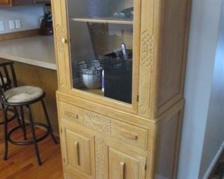 Ornate Blonde Oak Hutch