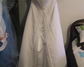 Satin Strapless Wedding Dress with Crinoline (Size 16W)