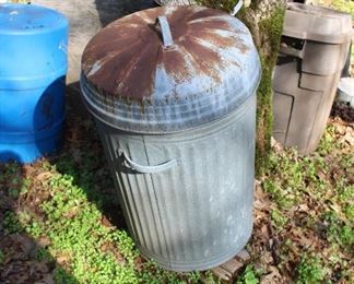 galvanized trash can