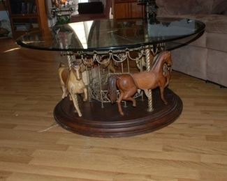 Unique Carousel Table w/ Glass top....swirls like a lazy susan