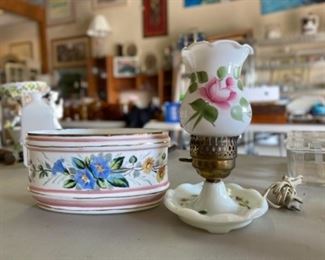 Hand painted milkglass