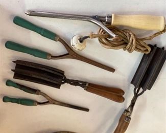 Antique hair curlers/iron