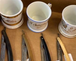 Shaving cups and straight razors 