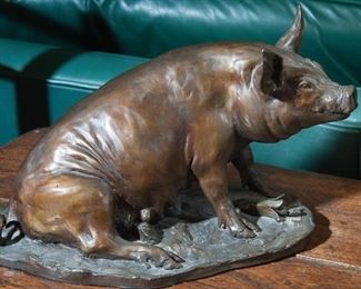 WH Turner bronze pig 13 x 8" signed & numbered