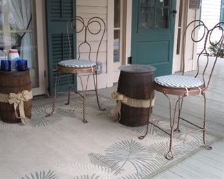 ICE CREAM PARLOR CHAIRS AND BARREL TABLES