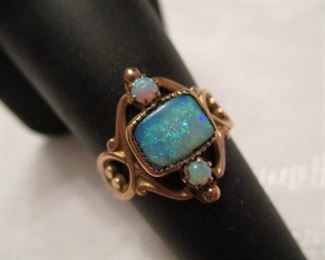 ANTIQUE FIRE OPAL 14KT GOLD RING - SIZE 5