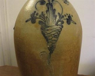 EARLY POTTERY JUG WITH FANCY DECORATION