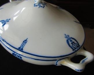 Art-Deco Transferware Covered Dish