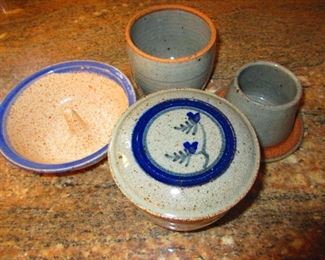 Studio Pottery Apple Bake Dish & French Butter Containers