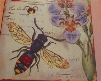 Botanical and Insect Tin Decorative Plaque