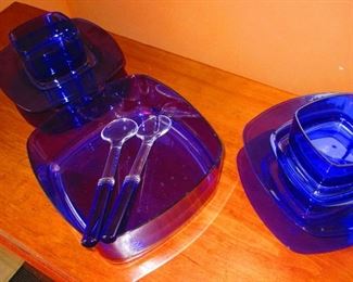 Acrylic Cobalt Blue Salad Set