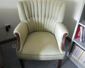 Vintage chartreuse wing side chair in chartreuse green 
