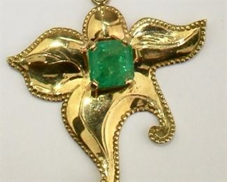 Emerald and 18k Gold Starfish necklace