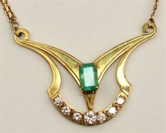 18k, Emerald and Diamond necklace