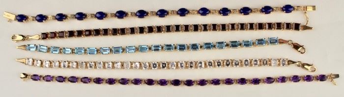 14k gold and gemstone bracelets