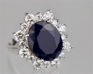 14k Sapphire and Diamonds