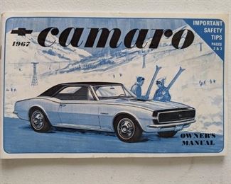Vintage 1967 Camaro owners manual