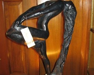 Austin Productions Sculpture – 1979, composite plaster - Title: Sultry Awakening - Artist: Klara Sever – 22” tall – with a top lighted Austin pedestal – 10” x 10” x 42”