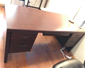 Office desk with file drawers, laminate; 65.5Wx31Dx30.5H