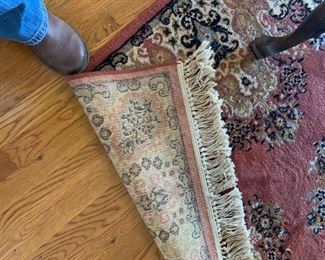 #11 coral blue machine rug $65.00