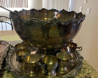 #53 BSC punch bowl set silver on copper w/ladle $250.00