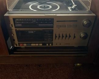 #46 fisher mc72 stereo in rolling case with 2 rolling speakers 32&36 x19x26 $175.00